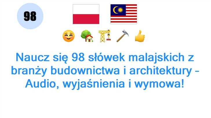 Naucz się 98 słówek malajskich z branży budownictwa i architektury – Audio, wyjaśnienia i wymowa!